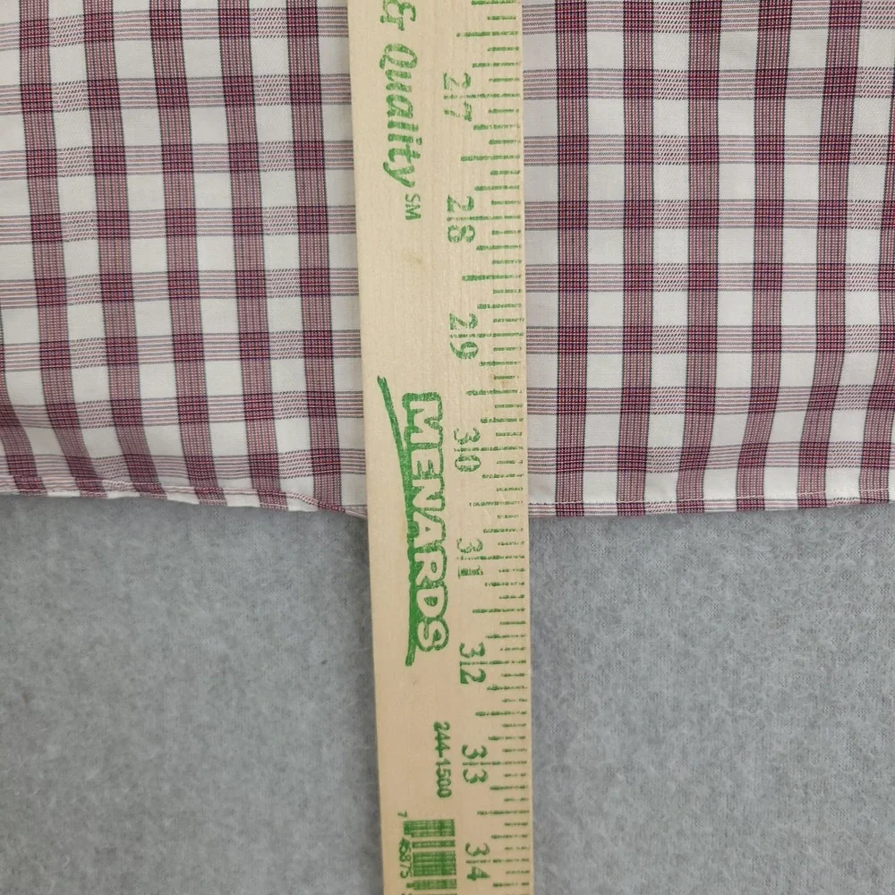 Banana Republic Dress Shirt Mens 15.5 34/35 Red Gingham Slim Fit Non Iron Cotton